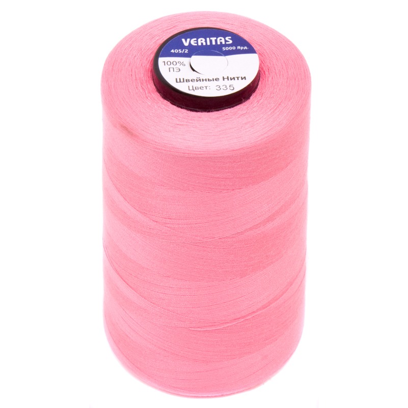 Нитки швейные 100% PE 40/2 цв S-335 розовый яркий (боб 5000ярдов) VERITAS0