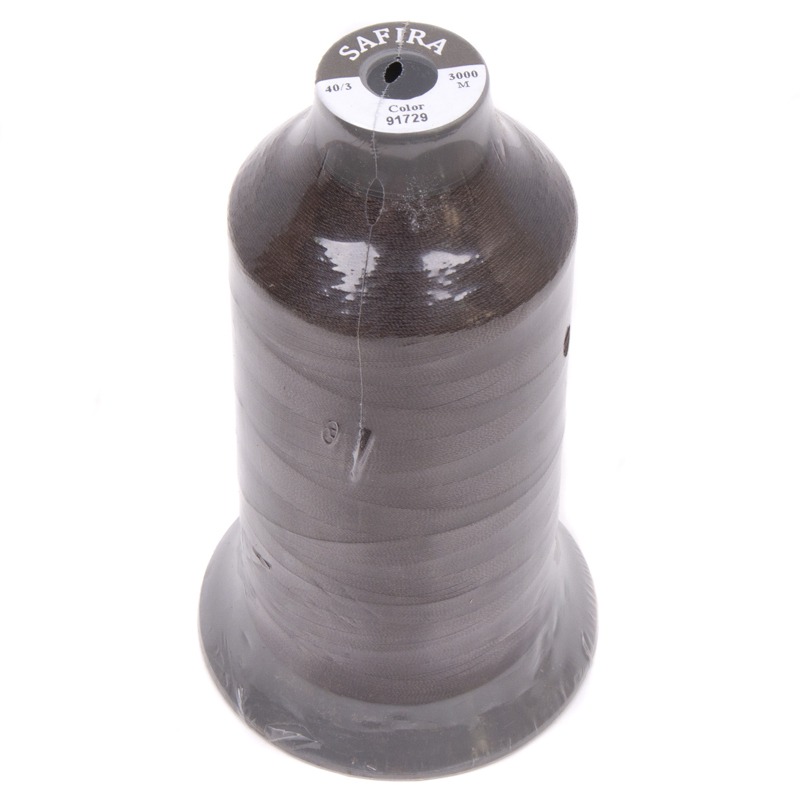 Нитки повышенной прочности 100% PE 40 цв 91729 серый темный (боб 3000м) SAFIRA0