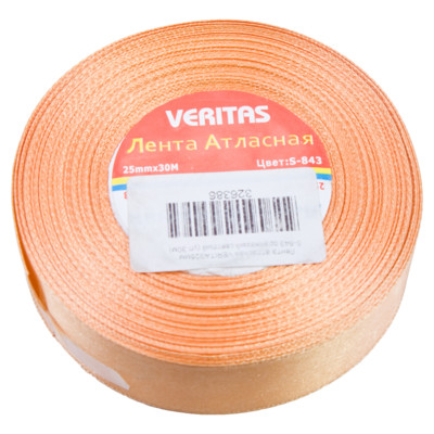 Лента атласная Veritas шир 25мм цв S-843 оранжевый светлый (уп 30м) (2)